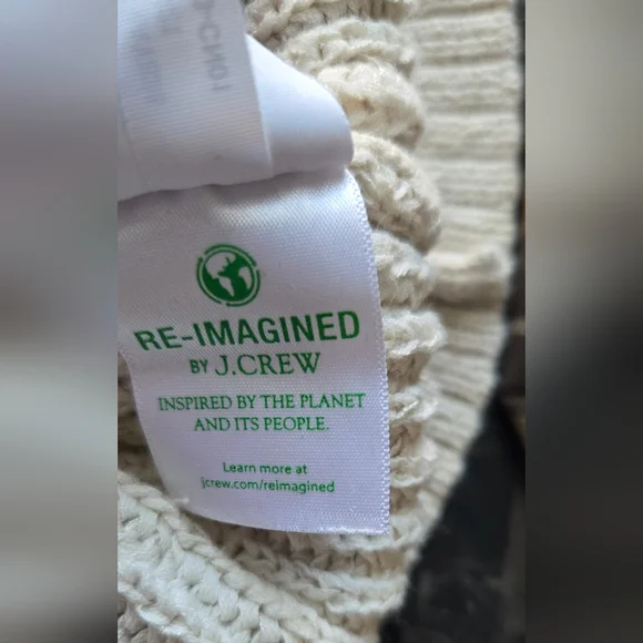 J.Crew Cropped Patch-Pocket Beach Cardigan Sweater 3X Cream Chunky Knit#0010 - Picture 7 of 8